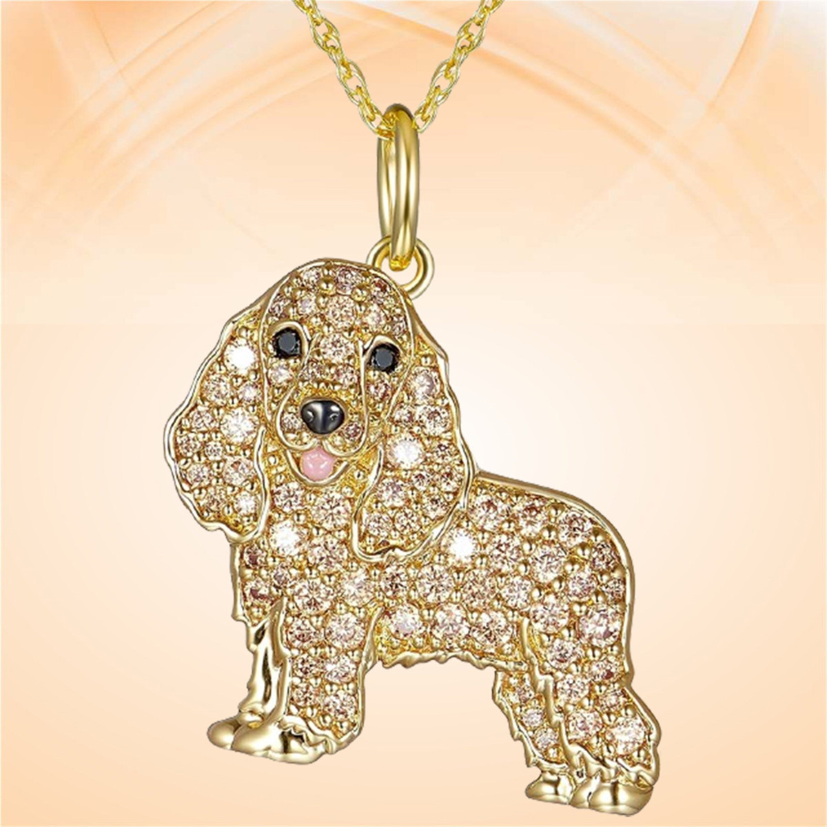 cable chain Chain Type Cute Dog Artificial Crystal Zinc Alloy Cable Chain Pendant Necklaces Wholesale