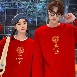 2025蛇年图案新款红色卫衣男女同款圆领本命年卫衣红色宽松定制