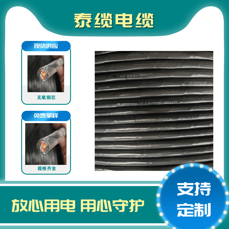 泰缆 DJYPVRP-22 计算机铜网铠装电缆 阻燃信号仪表屏蔽线
