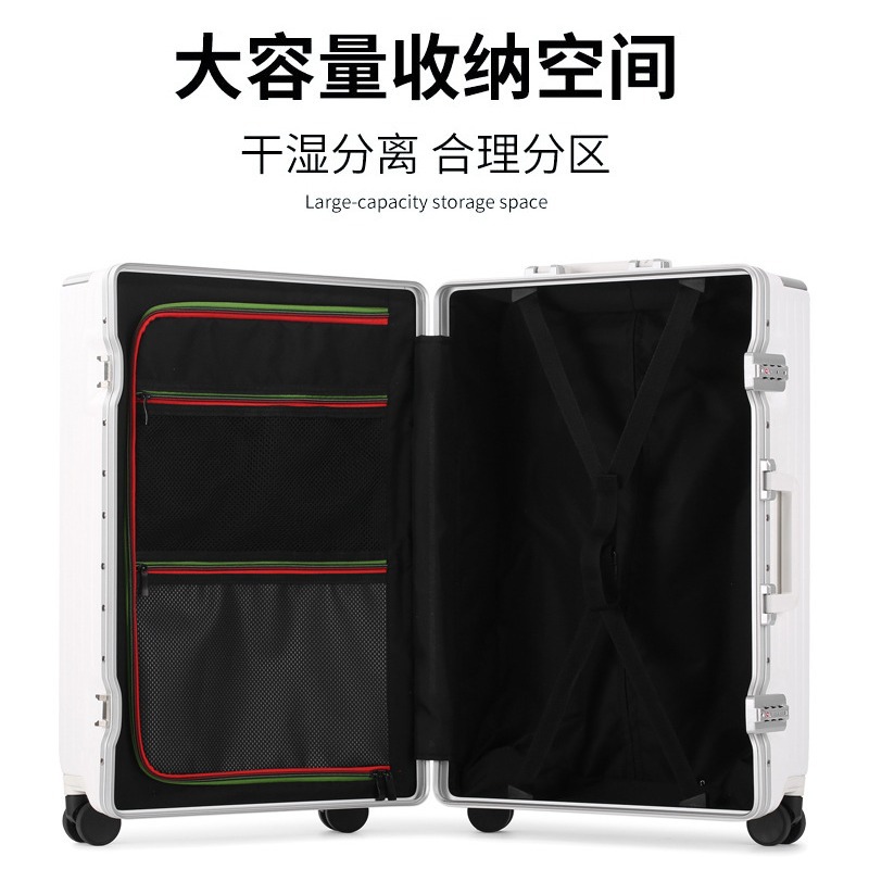 Maleta Multifuncional para Comercio Exterior Transfronterizo, Maleta de Aluminio de 24 Pulgadas con Marco de Aluminio, Interfaz de Carga Dual USB, Compartimento para Computadora con Apertura Frontal, Maleta de Mano de 20 Pulgadas