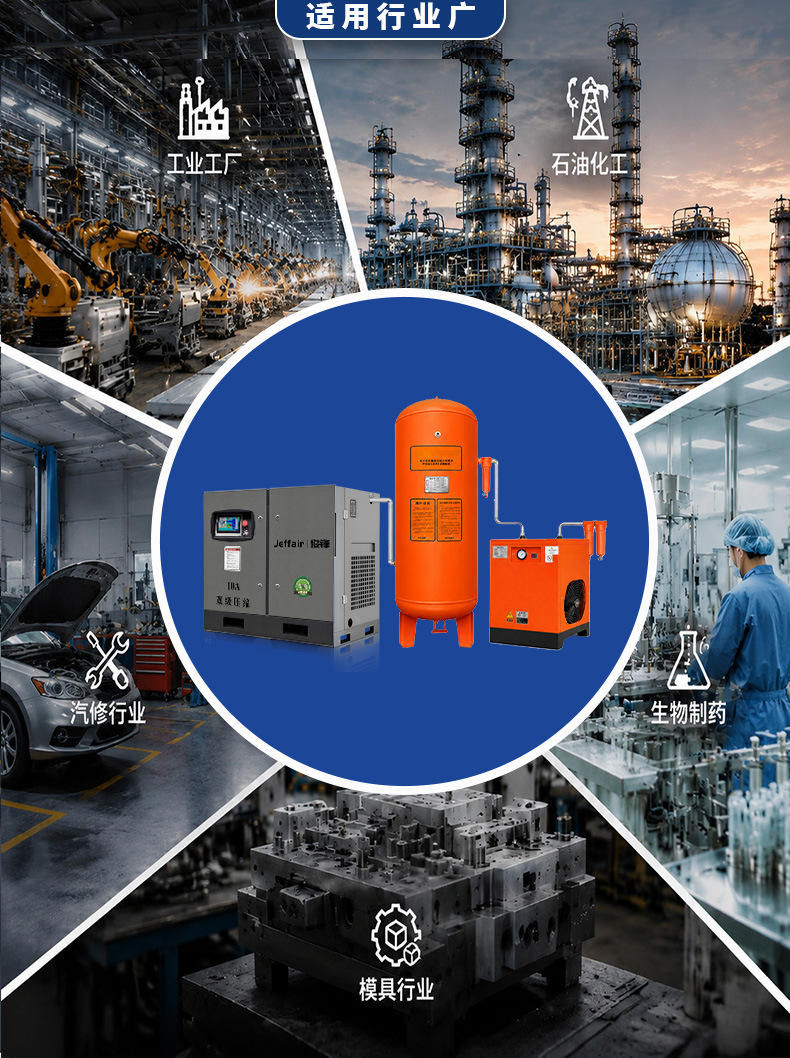 Junfeng dual-stage compressor is energy-saving, power-efficient, stable and durable, 7.5KW variable frequency screw air compressor