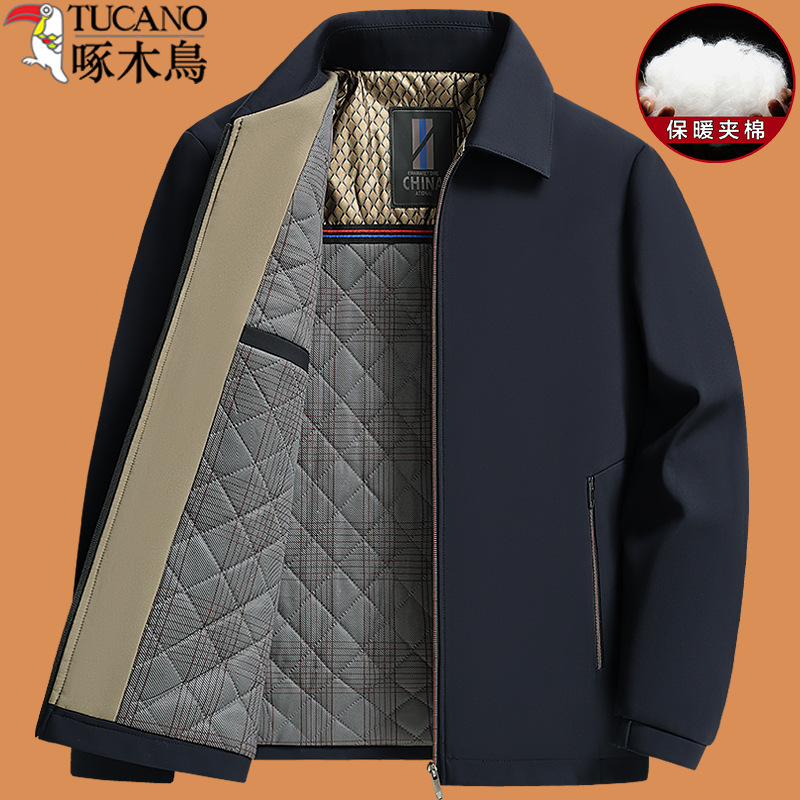 Woodpecker Dad Autumn and Winter Jacket Middle-Aged Thickened Jacket Men's 2025 New Middle-Aged and Elderly Winter Cotton Clothes