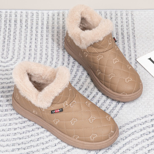 Winter Women's Cotton Shoes Snow Boots Leather New fleece-lined Thickened Mother's Cotton Boots Non-slip Waterproof Warm Foreign Style Boots