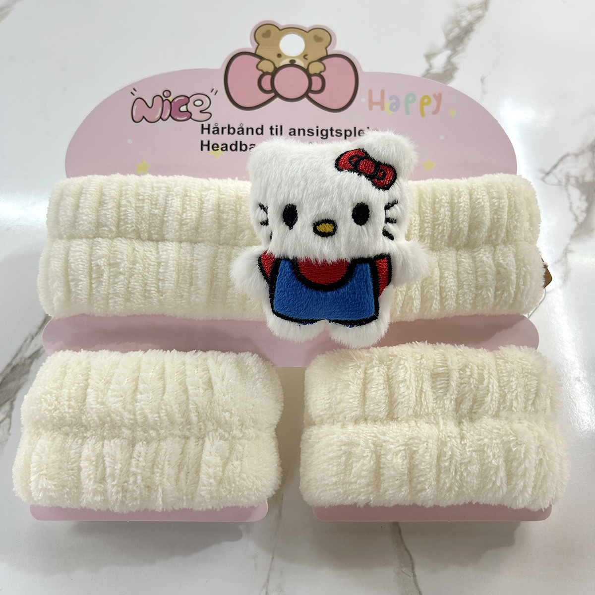 Banda de cabello de moda con tarjeta de papel dulce decoración de animales pequeños de peluche de lavado banda de cabello de dibujos animados correa de muñeca tridimensional