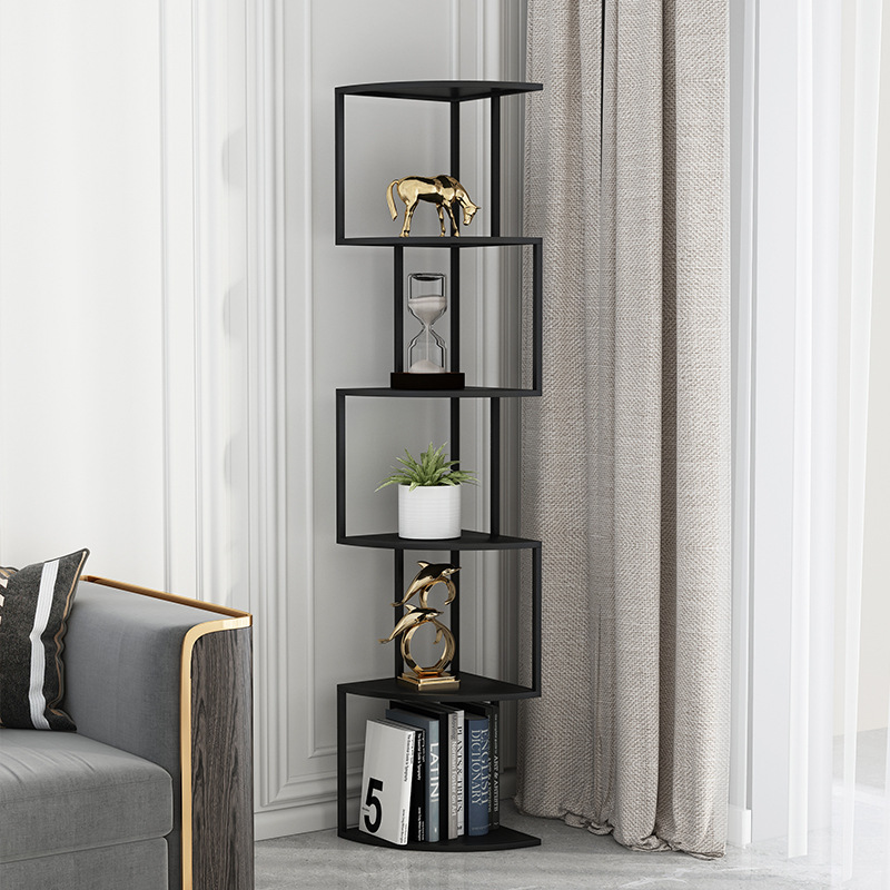 Creative Light Luxury Floor-Standing Office Multi-Layer Bookcase Storage Vertical Corner Bookshelf Simple Home Iron Storage Rack