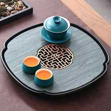 陶瓷天然石材茶台储水式小型乌金石现代简约家用办公茶盘功夫茶具