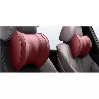 Waist support: pillow, car accessories, memory foam - 1-pair-of-burgundy-leather-memory-foam-headrests-universal
