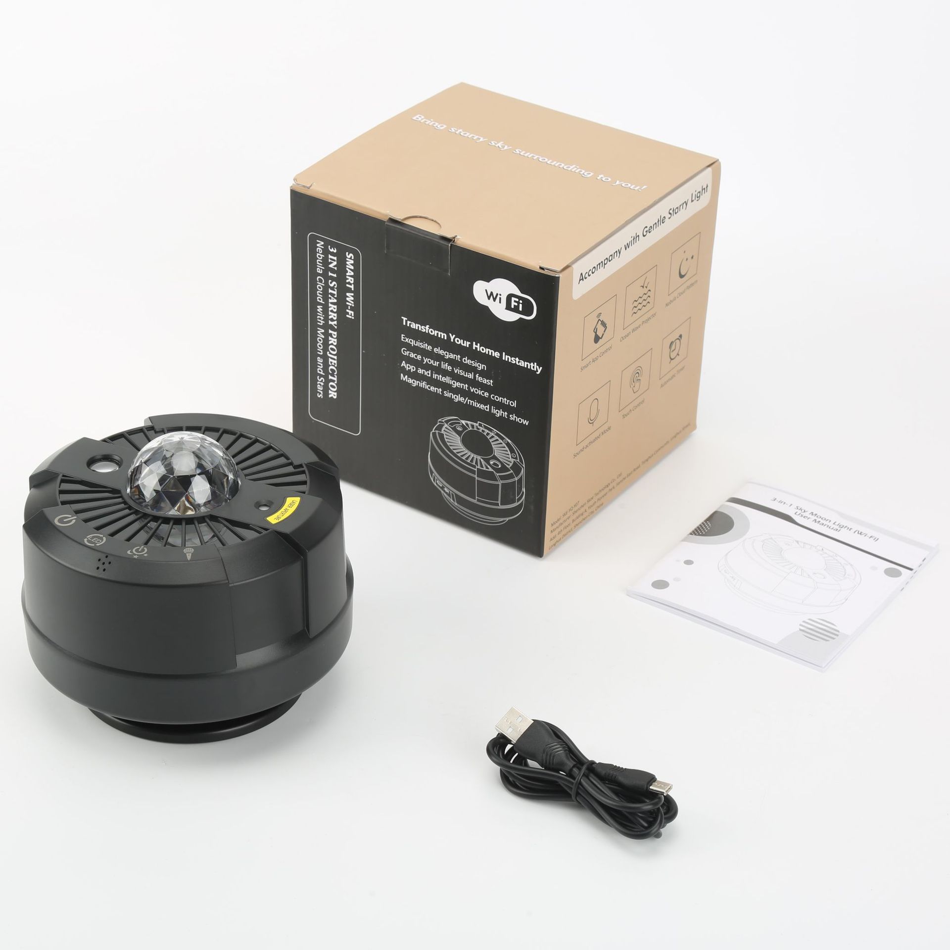 亚马逊小家电飞机引擎月亮星空灯水波纹激光星空投影仪智能小夜灯