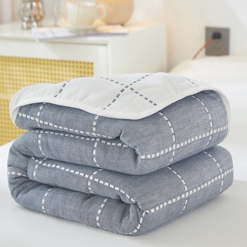 Dashed Blue) / 90x 100cm "cotton 6 layer yarn" baby