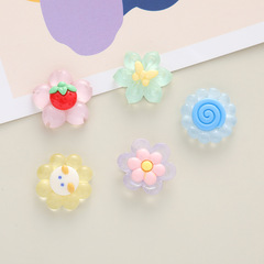 Cartoon transparent fruit flowers DIY cream adhesive phone case creative resin accessories headdress handmade material decorations