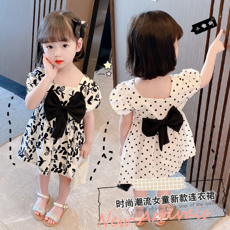 Princesa de la muchacha vestido verano 2023 nuevos niños rojos en línea estilo del océano bebé arco falda