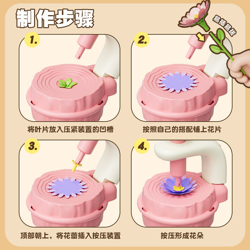 跨境儿童压花机压花器DIY布艺花束套装手工织物仿真花朵玩具|undefined