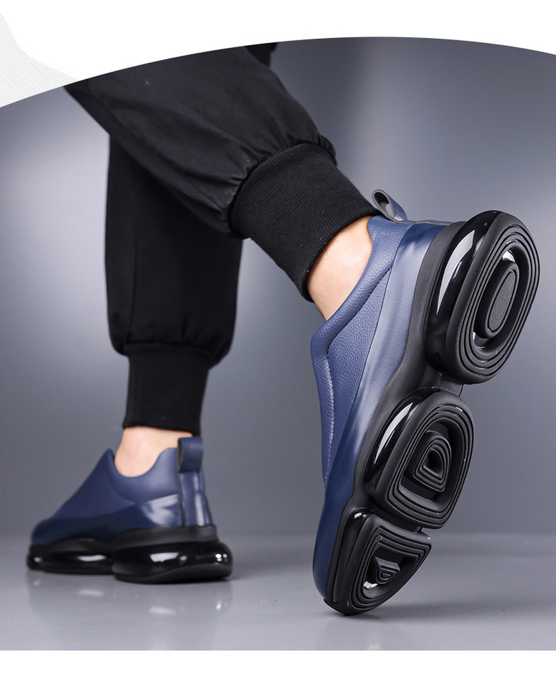 Giày thể thao nam cổ cao dáng sneaker buộc dây, đế bằng chống trơn trượt, thoáng khí — Màu đen, màu xanh chi tiết 14