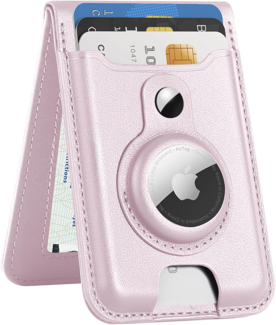 Cartera de dinero MagSafe magnética de múltiples posiciones de tarjetas Paquete de tarjetas RFID con cepillo antirrobo tres en uno Cartera de seguimiento AirTag ultrafina