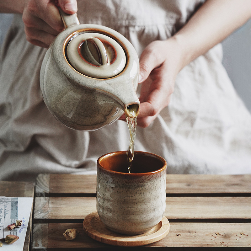 Cafetera semi-hecho a mano tetera hogar tetera cerámica Kung Fu juego de té tamaño capacidad manija sola olla logo