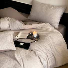 100S长绒棉轻奢高级感空气大提花四件套秋冬厚款磨毛纯棉四件套