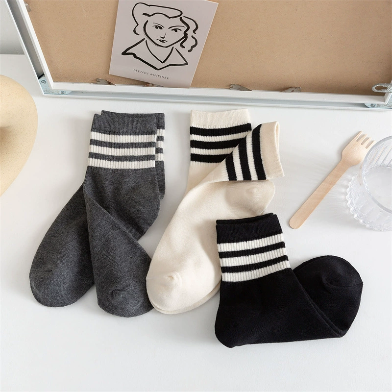 Носки женские весенние и летние новые жаккардовые носки женские трехполосный стиль колледжа милые носки Lolita сплошной цвет