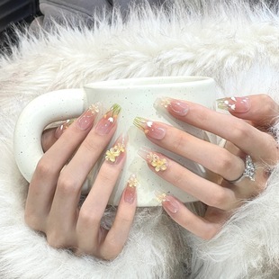 Summer White Ice-transparent Three-dimensional Flowers Wear Armor Fresh Sweet Three-dimensional Tulip Nail Paste Finished Armor Stall