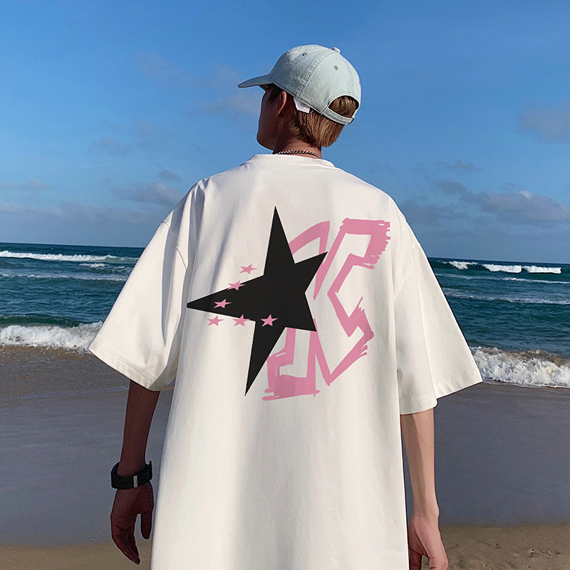 T-shirt uomo in cotone con stampa sul retro stile rétro estate_voghion.com