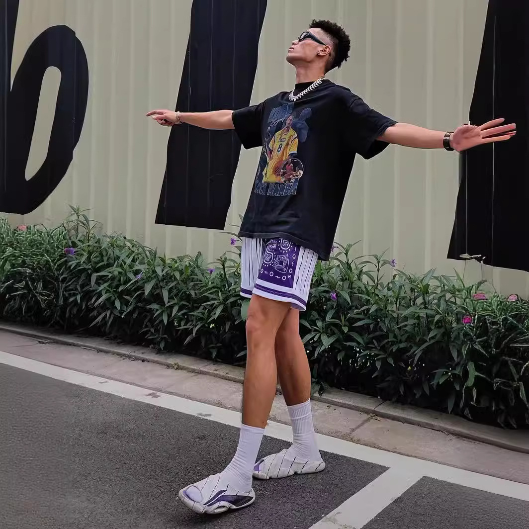 2024 Summer American Shorts Loose and Breathable Versatile Trendy Printed Quarters Basketball Pants_voghion.com