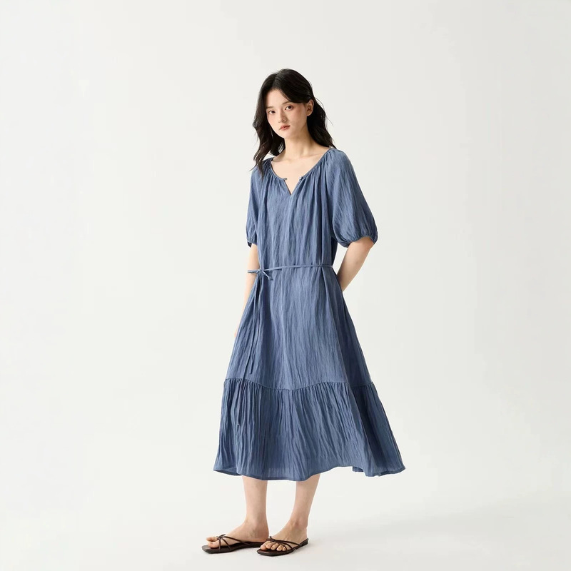 Pre-Original Quality, Dynamic Water Wave Skirt, Flowing Soft Mist-Like Tencel Patchwork Short-Sleeved Dress, Special