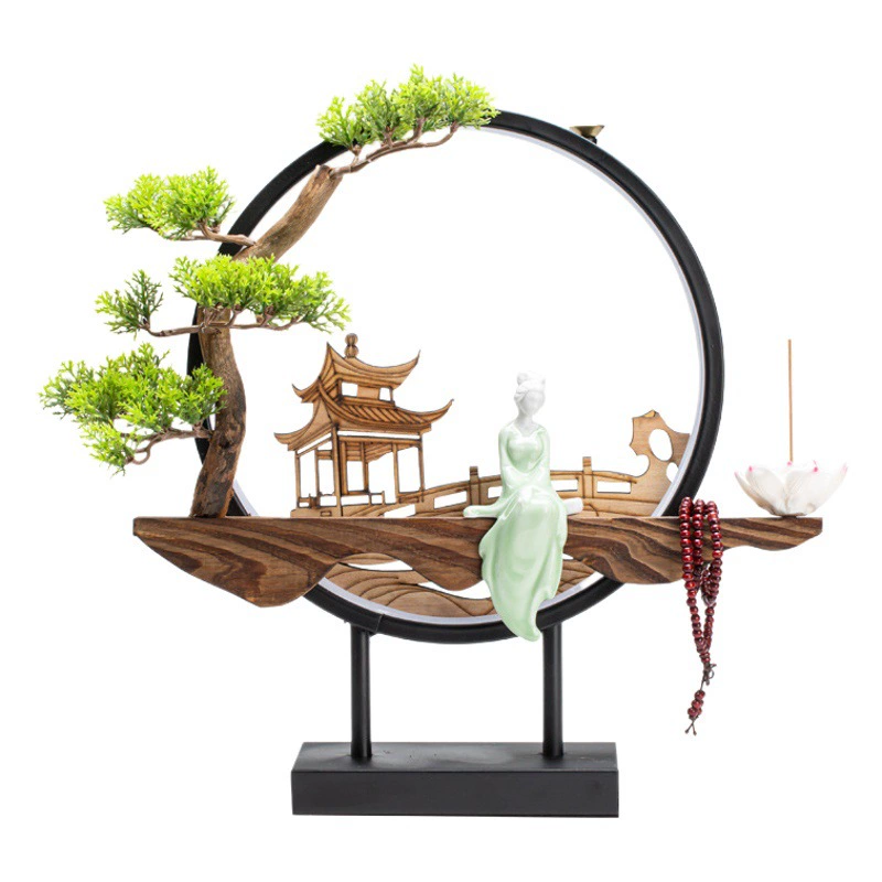 Новый китайский стиль Светодиодная лампа кольцо креативные Ароматические горелки с обратным потоком дзен украшение дома гостиная украшение входа Ароматические горелки украшения