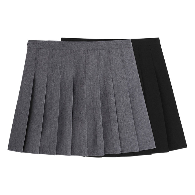 Autumn New 100kg Plus Size Plus Size Women's Classic Preppy Style High Waist Pleated Skirt Short Skirt 62178