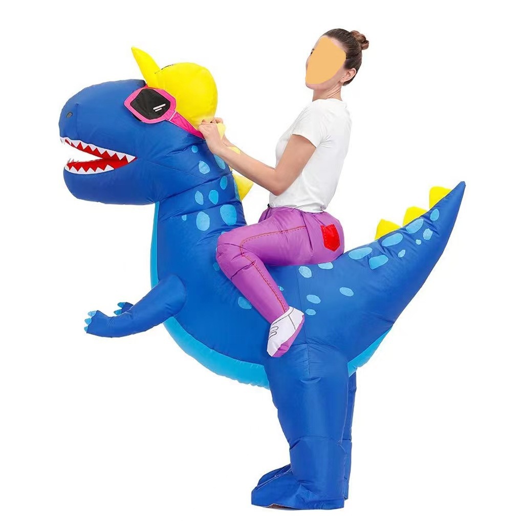 Estilo explosivo transfronterizo, novedad, creatividad, fiesta navideña, personalidad esencial, creatividad, traje inflable de dinosaurio de conducción llamativo
