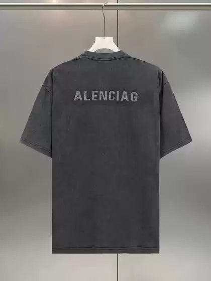 Correct Version Balenciaga Back Logo Cotton Crewneck Short Sleeve T-Shirt Loose Fit Unisex