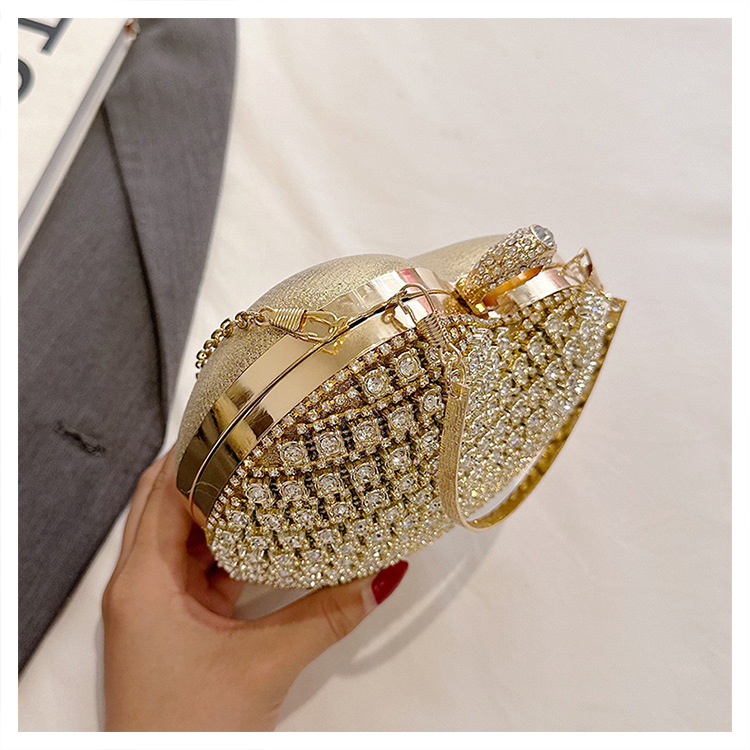 Plata Colores Oro Metal Forma De Corazón Diamante De Imitación En Forma De Corazon Bolsos De Noche display picture 17