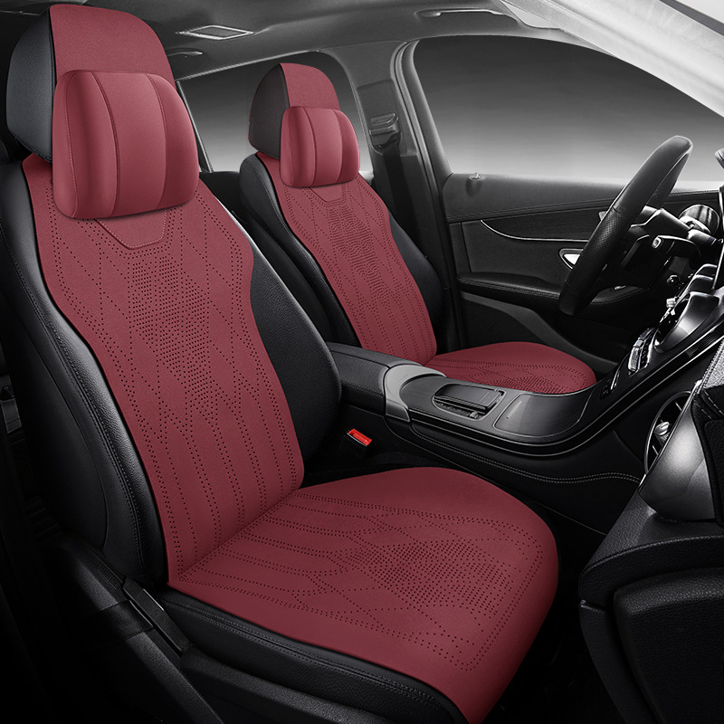 Car Seat Cushion, Universal for All Seasons, Breathable Suede Leather, High-End Saddle Cushion, Suede Perforated Seat Cover, Winter Small Waist