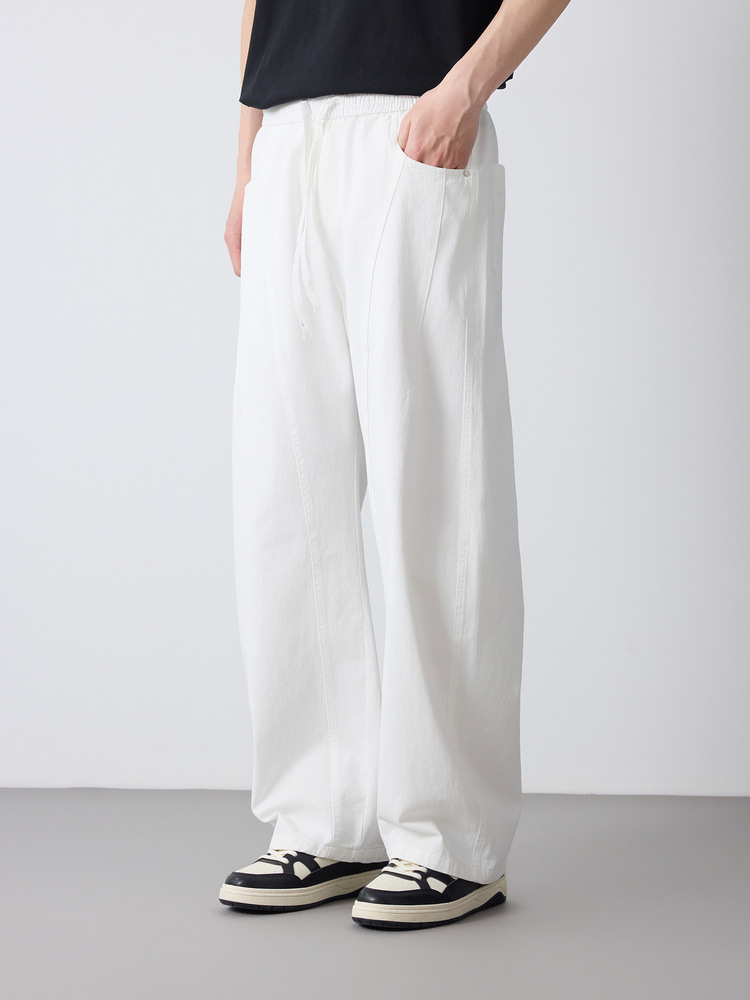 Quần jean nam ống rộng phong cách Mỹ chất liệu cotton — đen chi tiết 4