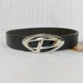 3.2cm Glossy Silver Buckle + Black Belt [P-Buckle]