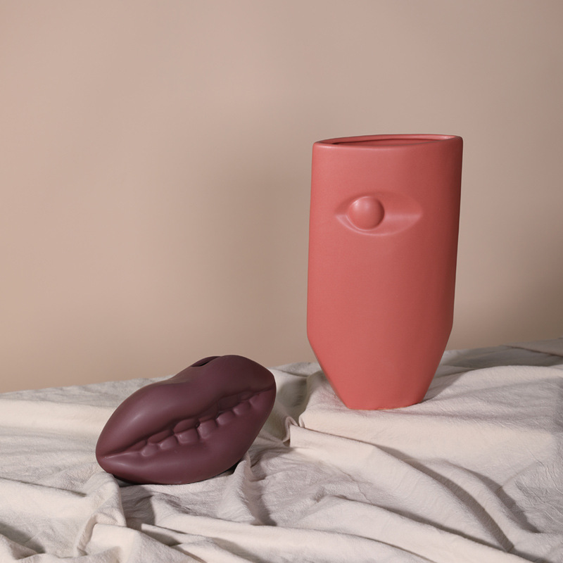 Florero de cerámica decoración sala de estar arreglo de flores Arte Abstracto TV gabinete pasillo mesa de comedor Nordic decoración del hogar flor dispositivo