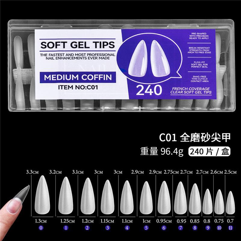 Explosiones transfronterizas de manicuras de manicuras ultrafinas sin marcas de ballet de gotas de agua de manicuras de manicuras de película libre de grabado de manicuras de manicuras 240 piezas
