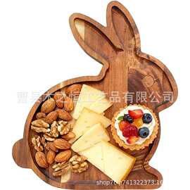 亚马逊木质兔子造型托盘复活节聚会餐桌装饰摆盘芝士熟食点心托盘