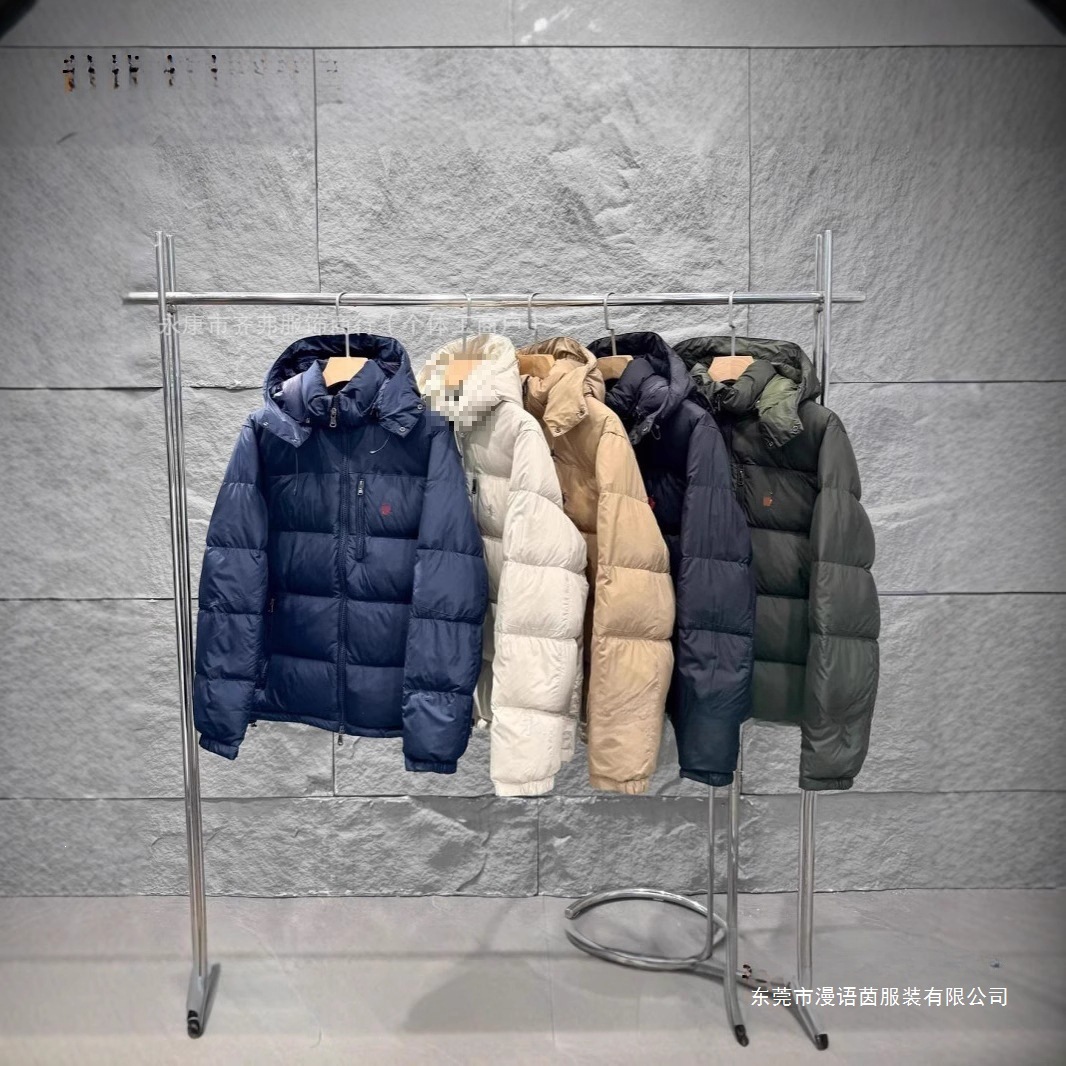 跨境跨境高版小马刺绣加厚防风防水保暖棉服男女款可拆卸连帽黑色