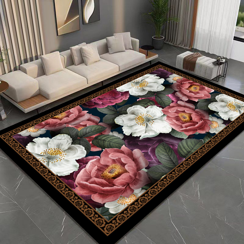 Cross-Border Crystal Velvet New Chinese Style 3D Wohnzimmer Sofa Couchtisch Schlafzimmer Fleckenabweisender Teppich_voghion.com