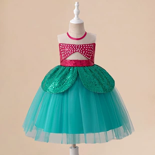 Evening dress, children's nail sequins, small princess costume, new collection, cosplay, for catwalk