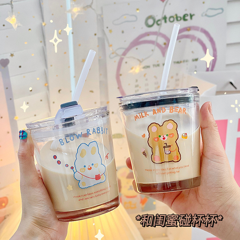 Coffee cute straw with glass for home use