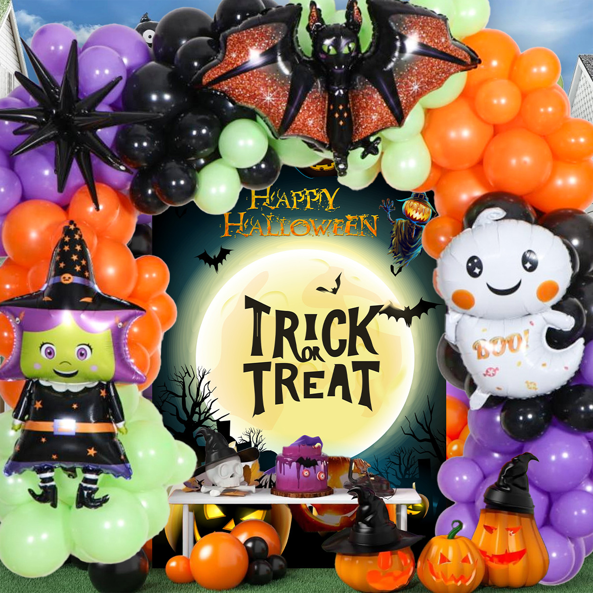 Halloween ghost festival mall ktv decoration layout pumpkin bat…
