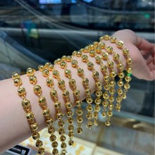 18K金实心不脱芯灯笼手链au750彩金手饰女水贝直播爆款黄金批发