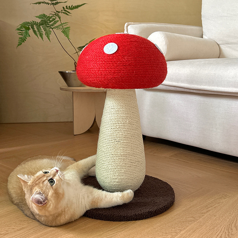 Red mushroom cat climbing frame grabbing column a generation of sisal grinding claw cat climbing column vertical cat scratching board cat tree cat toy