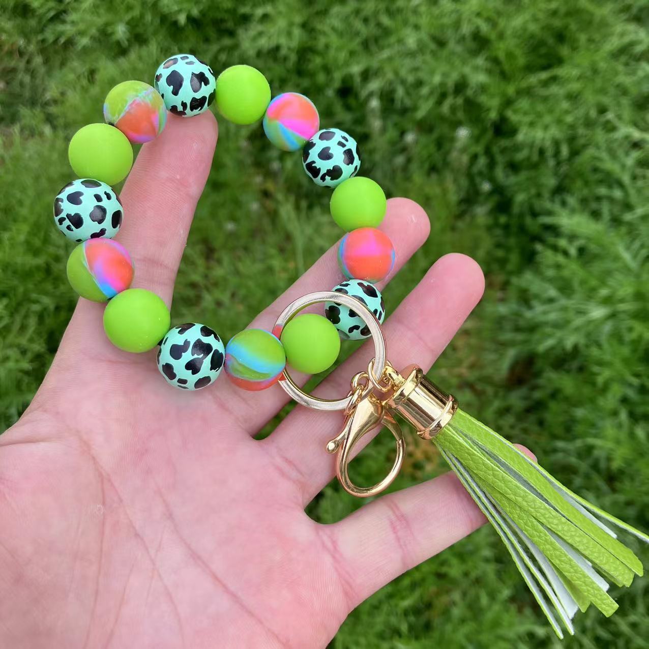 50g Weight Bracelets, Keychain Classification 1 Piece Quantity Holiday, Daily Occasion Silica Gel Material Color Block Pattern Casual, Vacation Style 1 Piece Casual Vacation Color Block Silica Gel Bracelets Keychain 5