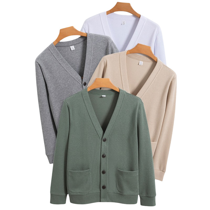 Men's Cardigan V Neck Knitwear Jacket Xinjiang Long-Staple Cotton Loose Casual No-Iron High Quality Men's Knitwear