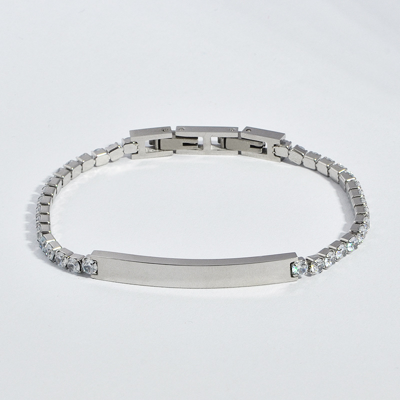 Geometric, Customization Laser Engraving Pattern Retro Classic Style Geometric Customization Laser Engraving Titanium Steel Zircon Men's Bracelets Men's Chain Bracelets