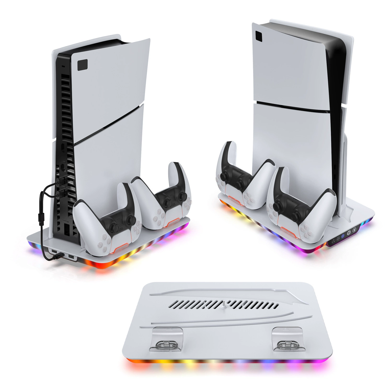 Хостинг-основание для охлаждения PS5SLIM с RGB подсветкой, универсальная подставка для PS5, место для держателя, полный комплект гарнитуры