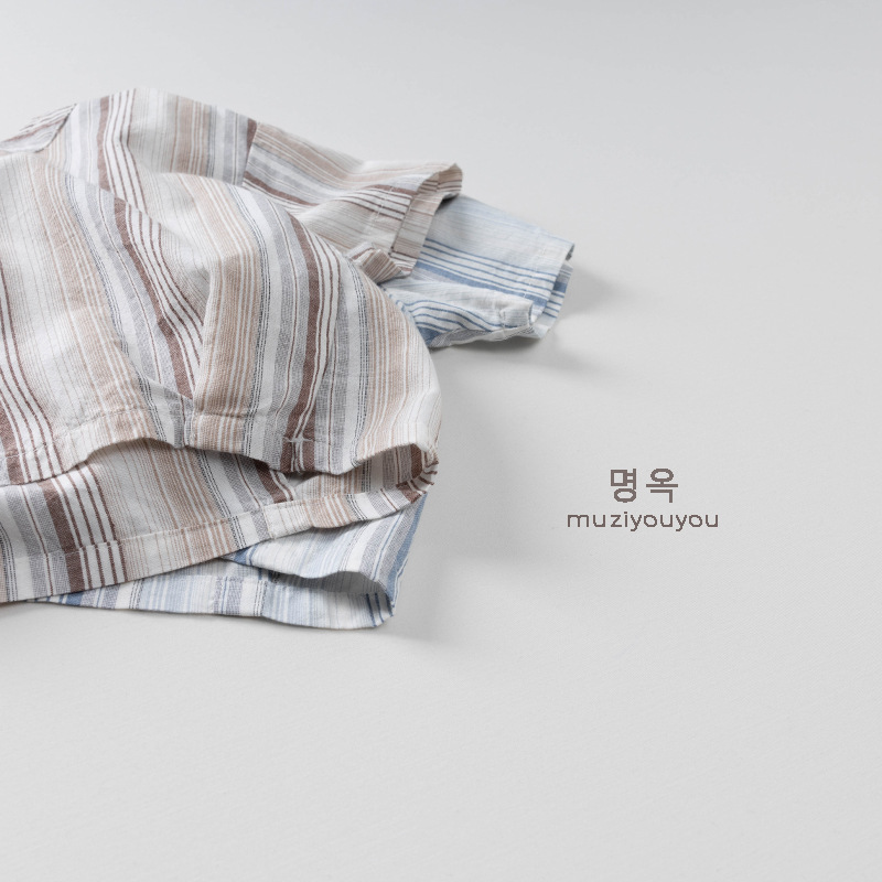 Camiseta Mori coreana de algodón para niños 2025 verano nuevo estilo para hombres y mujeres camisa de bebé de manga corta chaqueta delgada ropa para niños de moda