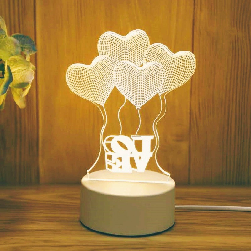 3D акриловая ночная лампа, USB питание 4W, основание из ABS, одноцветная панель, несколько 3D- дизайнов