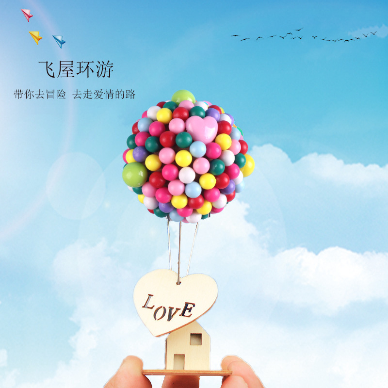 Flying House Travels Creative Flying House Globos hechos a mano adornos de coche de bricolaje lindo globo casa chica coche coche